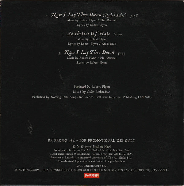 Machine Head (3) : Now I Lay Thee Down (CD, Promo, Smplr)