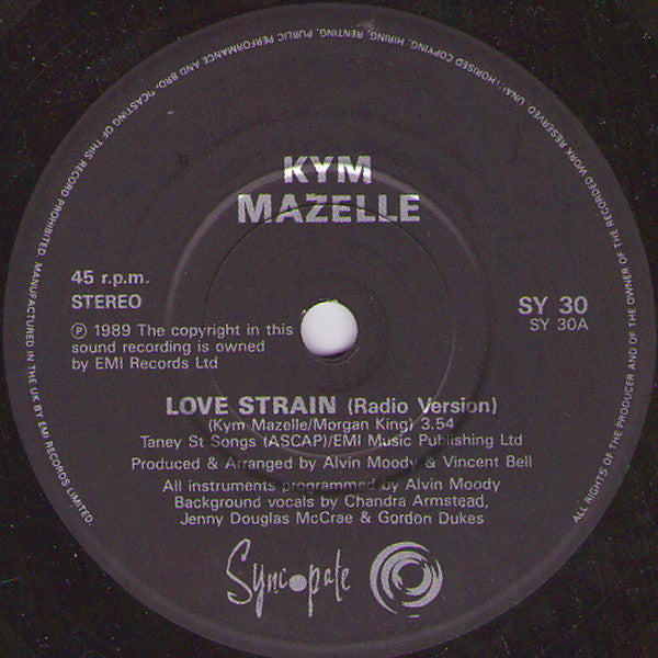 Kym Mazelle : Love Strain (7", Single, Pos)
