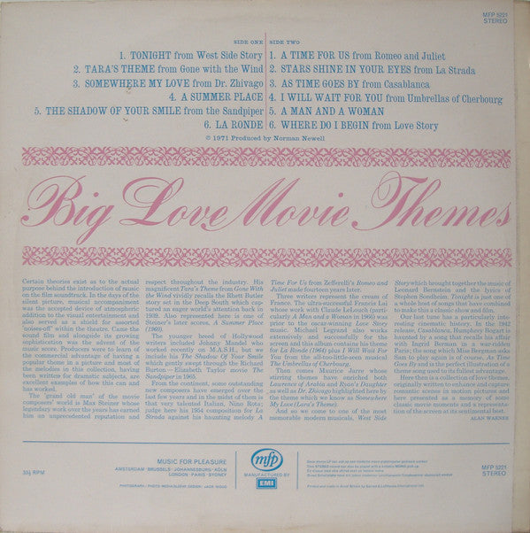 Geoff Love & His Orchestra : Big Love Movie Themes (LP)