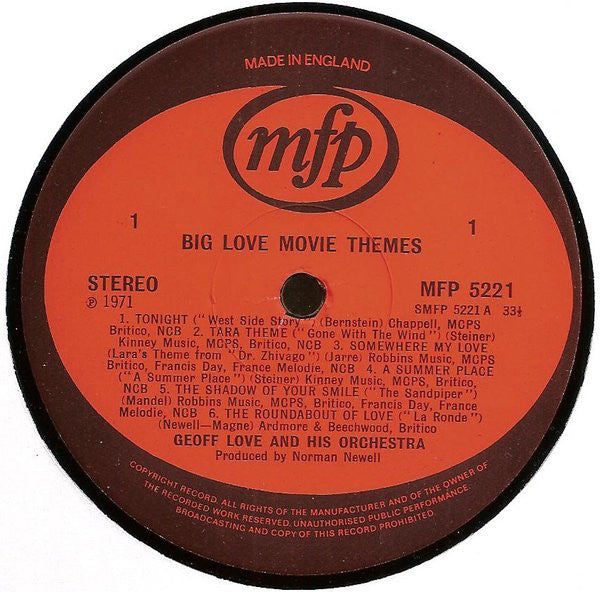 Geoff Love & His Orchestra : Big Love Movie Themes (LP)