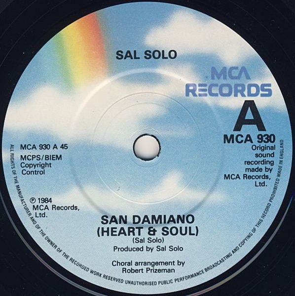 Sal Solo : San Damiano (Heart And Soul) (7", Single, Pap)