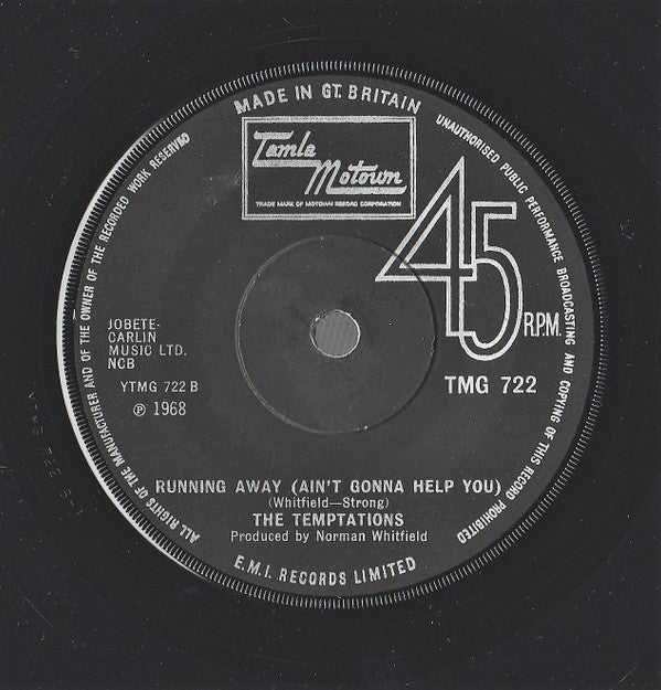 The Temptations : I Can't Get Next To You (7", Single, Sol)