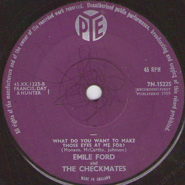 Emile Ford & The Checkmates : Don't Tell Me Your Troubles (7", Single, RE, Sol)