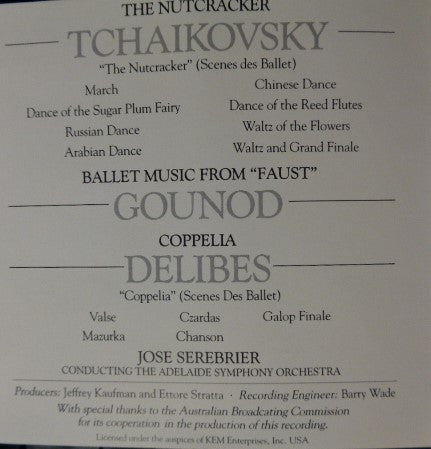 Jose Serebrier Conducting Adelaide Symphony Orchestra - Pyotr Ilyich Tchaikovsky / Charles Gounod / Léo Delibes : The Nutcracker / Ballet Music - "Faust" / Coppelia (CD)