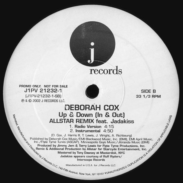 Deborah Cox : Up & Down (In & Out) featuring Jadakiss (12", Promo)