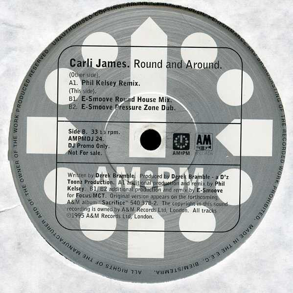 Carli James : Round And Around (Phil Kelsey / E-Smoove Mixes) (2x12", Promo)