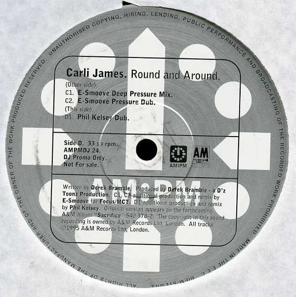Carli James : Round And Around (Phil Kelsey / E-Smoove Mixes) (2x12", Promo)