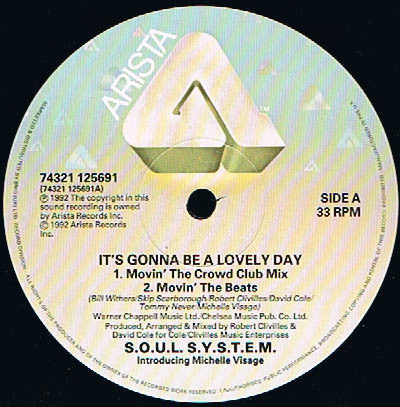 The S.O.U.L. S.Y.S.T.E.M. Introducing Michelle Visage : It's Gonna Be A Lovely Day (12", Single)