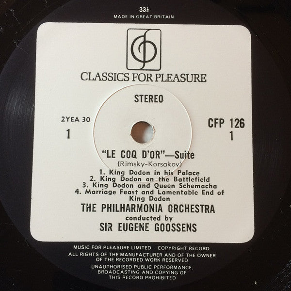 Nikolai Rimsky-Korsakov, Sir Eugene Goossens / Philharmonia Orchestra : The Golden Cockerel Etc. (LP, RE)