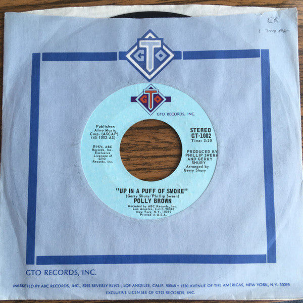 Polly Brown : Up In A Puff Of Smoke (7", Single, Styrene, Pit)