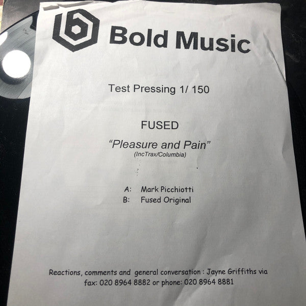Fused : Pleasure And Pain (12", Ltd, TP, W/Lbl)
