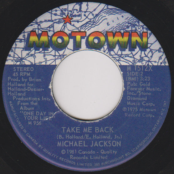 Michael Jackson : One Day In Your Life / Take Me Back (7", Single, RE)