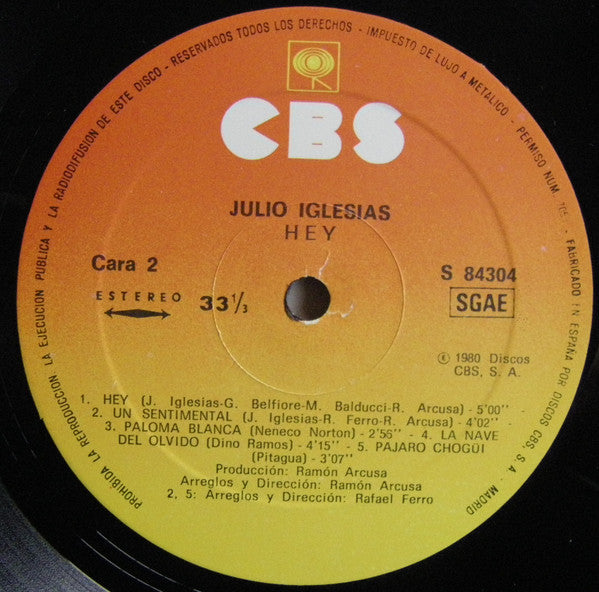 Julio Iglesias : Hey! (LP, Album)