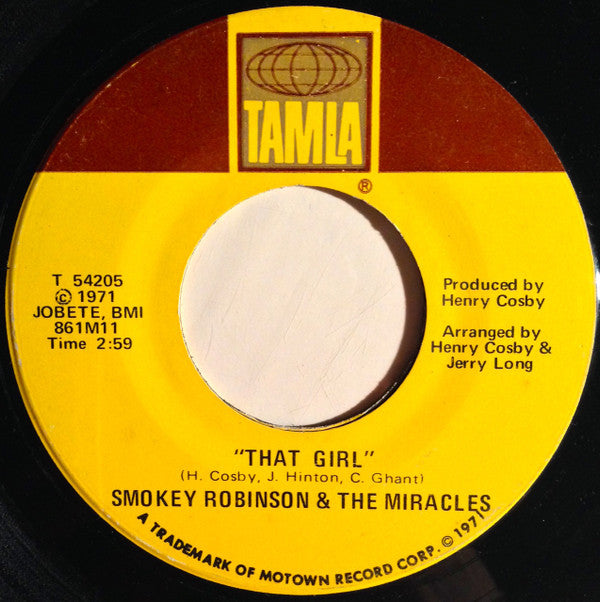 Smokey Robinson & The Miracles* : I Don't Blame You At All (7")