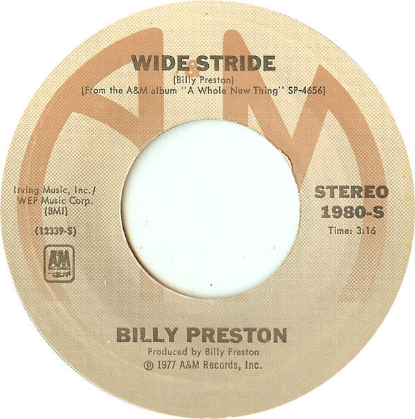Billy Preston : Whole New Thing / Wide Stride (7")