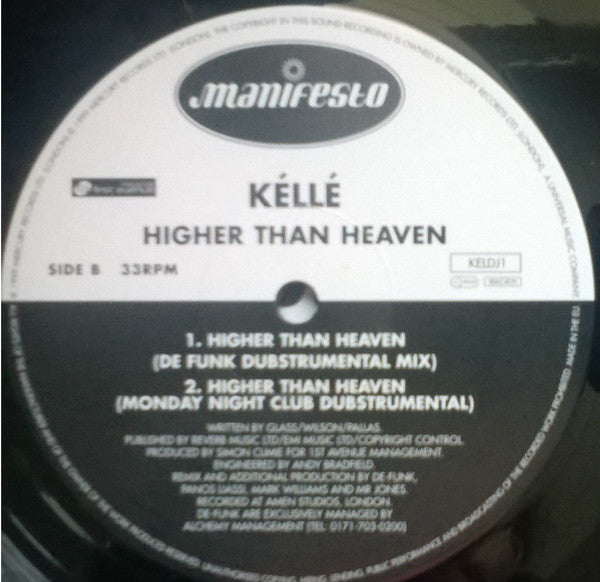Kéllé Bryan : Higher Than Heaven (12", Promo)