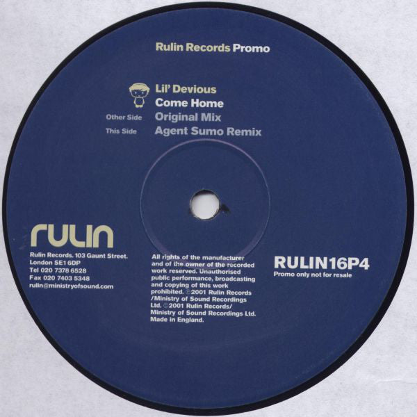 Lil' Devious : Come Home (12", Promo)