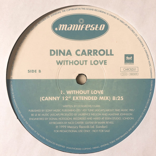 Dina Carroll : Without Love (12", Promo)