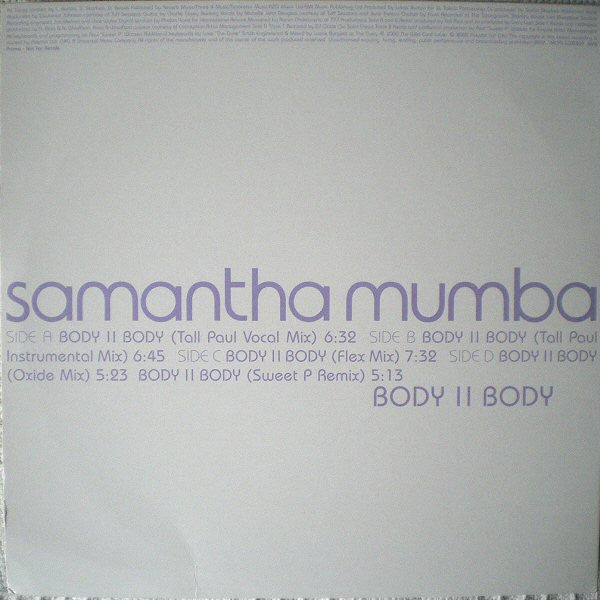 Samantha Mumba : Body II Body (2x12", Single, Promo)