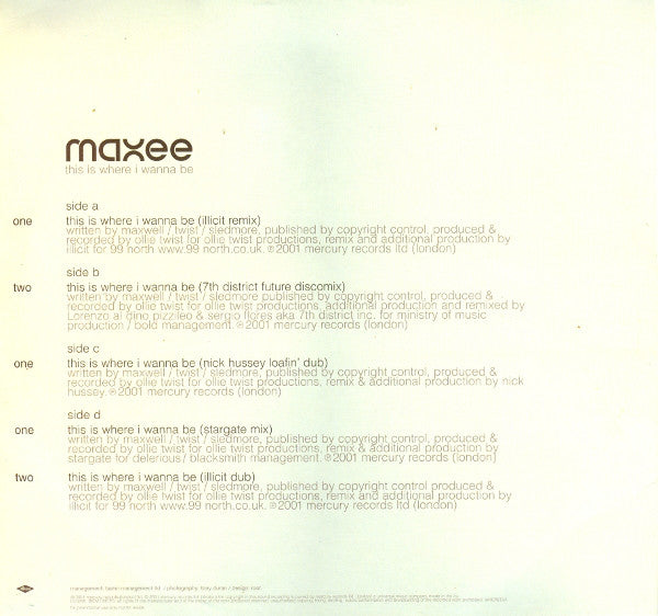 Maxee : This Is Where I Wanna Be (2x12", Promo)
