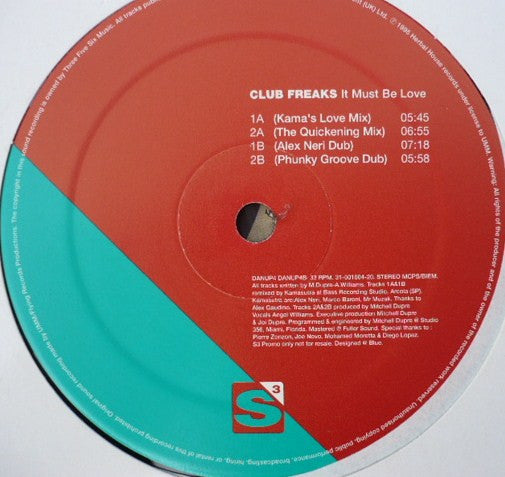 Club Freaks : It Must Be Love (12", Promo)