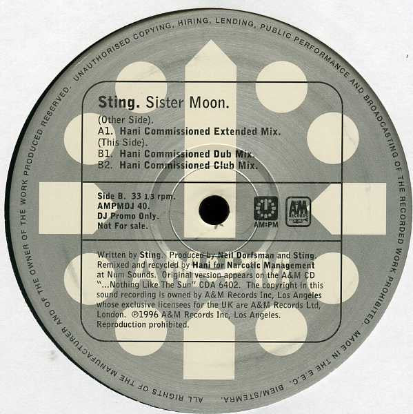 Sting : Sister Moon (Hani Mixes) (12", Promo)