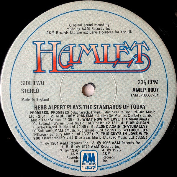 Herb Alpert & The Tijuana Brass : Play The Standards Of Today (LP, Comp)