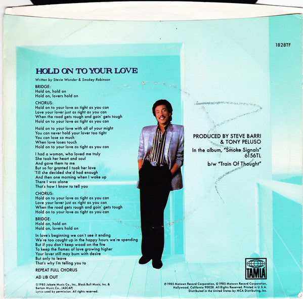 Smokey Robinson : Hold On To Your Love (7", Single)