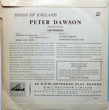 Peter Dawson : Songs Of England (7", EP)