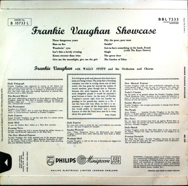 Frankie Vaughan : Frankie Vaughan Showcase (LP, Album)