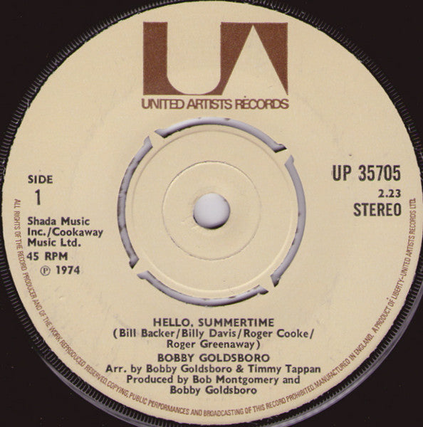 Bobby Goldsboro : Hello, Summertime (7", Single)