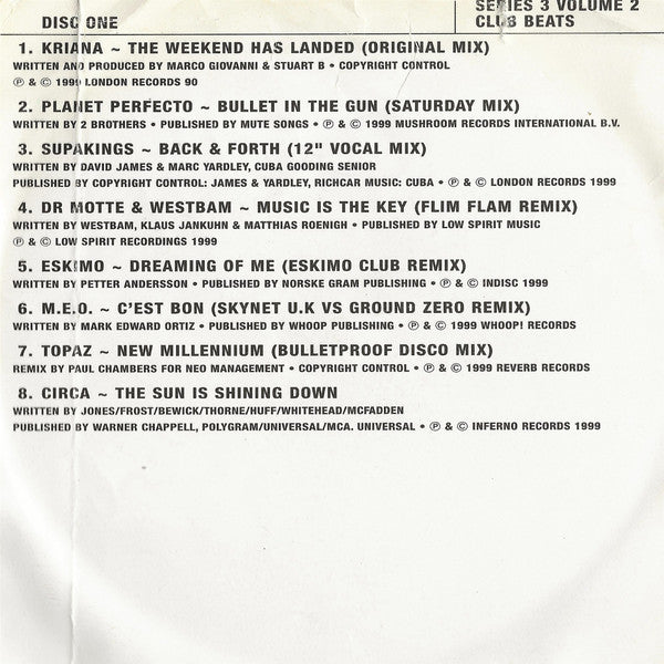 Various : Club Beats (Series 3 Volume 2) (2xCD, Comp, Promo)