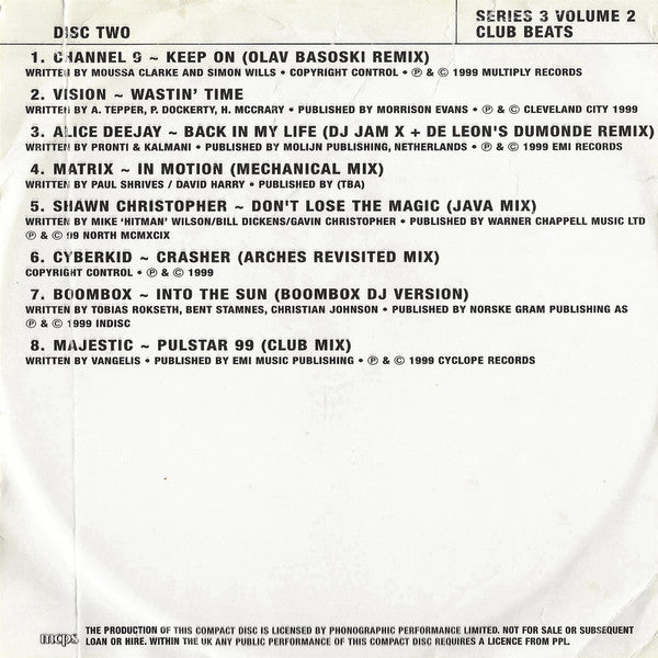 Various : Club Beats (Series 3 Volume 2) (2xCD, Comp, Promo)
