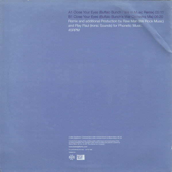Bebel Gilberto : Close Your Eyes (12", Promo)