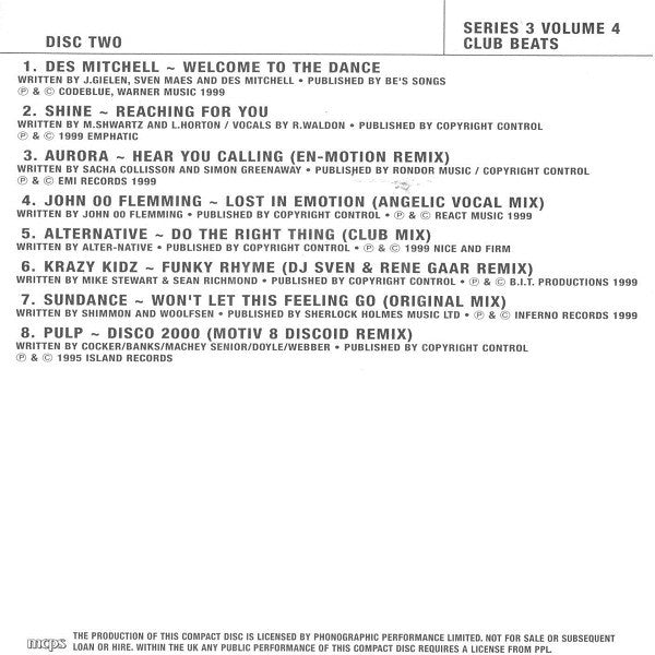 Various : Club Beats (Series 3 Volume 4) (2xCD, Comp, Promo)