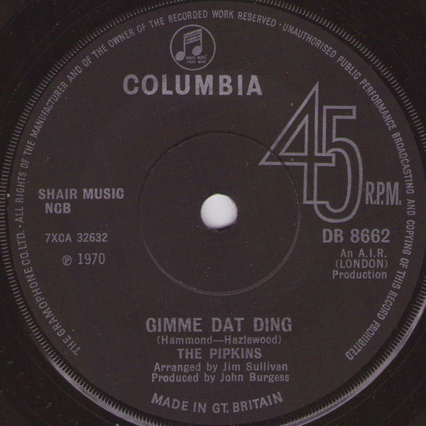 The Pipkins : Gimme Dat Ding (7", Single, Sol)