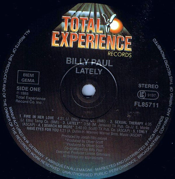 Billy Paul : Lately (LP, Album)