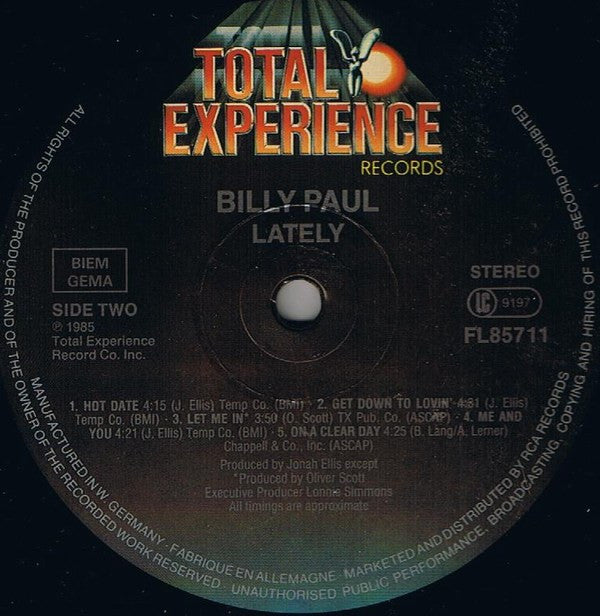 Billy Paul : Lately (LP, Album)