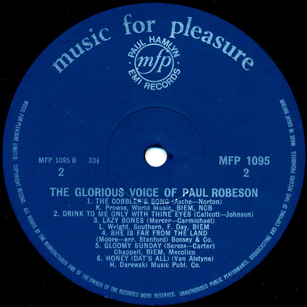Paul Robeson : The Glorious Voice Of Paul Robeson (LP, Album, Mono)