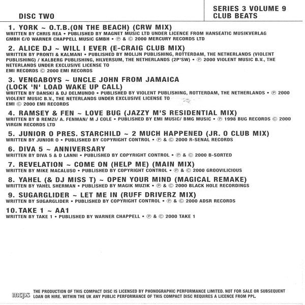 Various : Club Beats (Series 3 Volume 9) (2xCD, Comp, Promo)