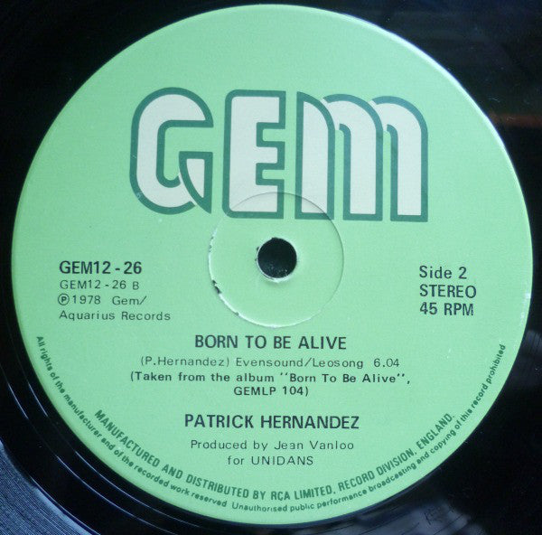 Patrick Hernandez & Hervé Tholance : Back To Boogie (12")