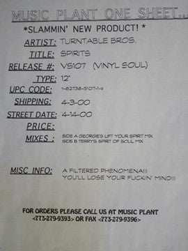 Turntable Bros.* : Spirits (12", Promo, W/Lbl)