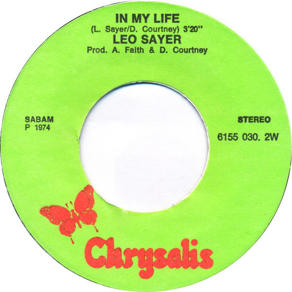 Leo Sayer : Long Tall Glasses / In My Life (7", Single)