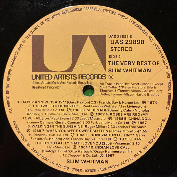 Slim Whitman : The Very Best Of Slim Whitman (LP, Album, Comp)