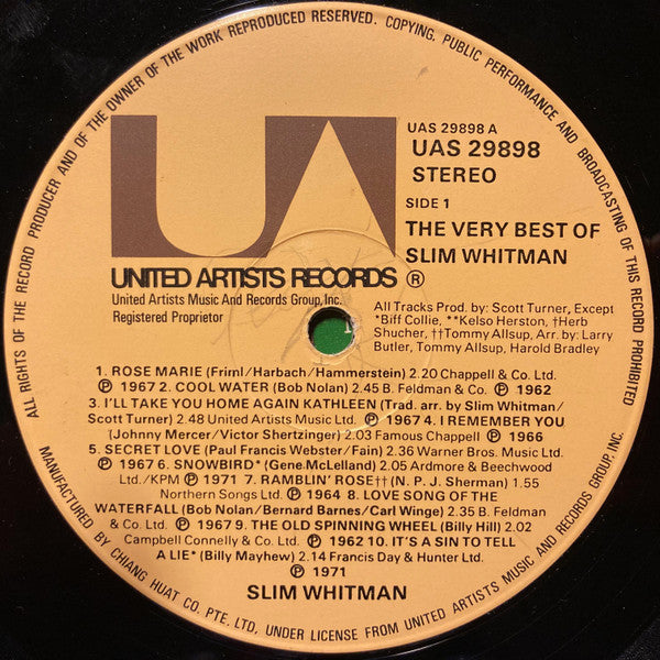 Slim Whitman : The Very Best Of Slim Whitman (LP, Album, Comp)