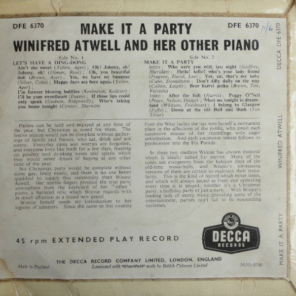 Winifred Atwell : Make It A Party (7", EP, RP, 4 P)