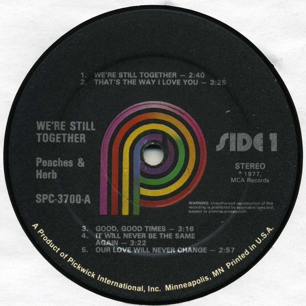 Peaches & Herb : We're Still Together (LP, Album, RE, RM, Kee)