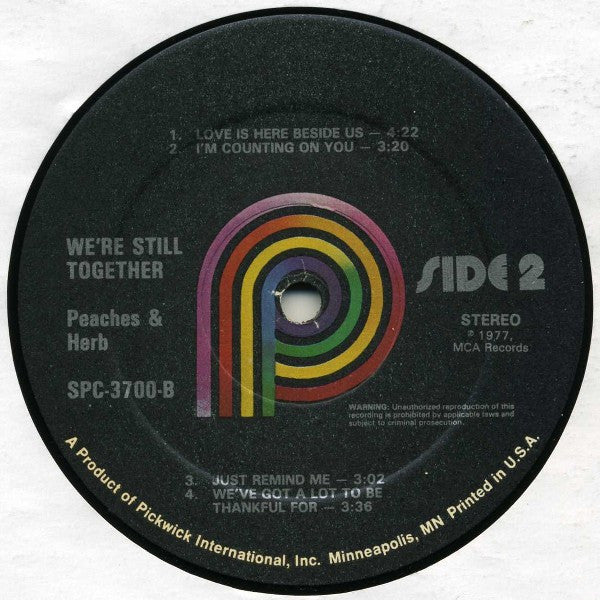 Peaches & Herb : We're Still Together (LP, Album, RE, RM, Kee)