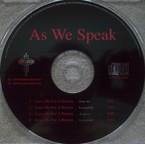 As We Speak : Love Me For A Reason (CD, Single)