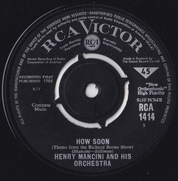 Henry Mancini And His Orchestra : How Soon / The Tiber Twist (7")